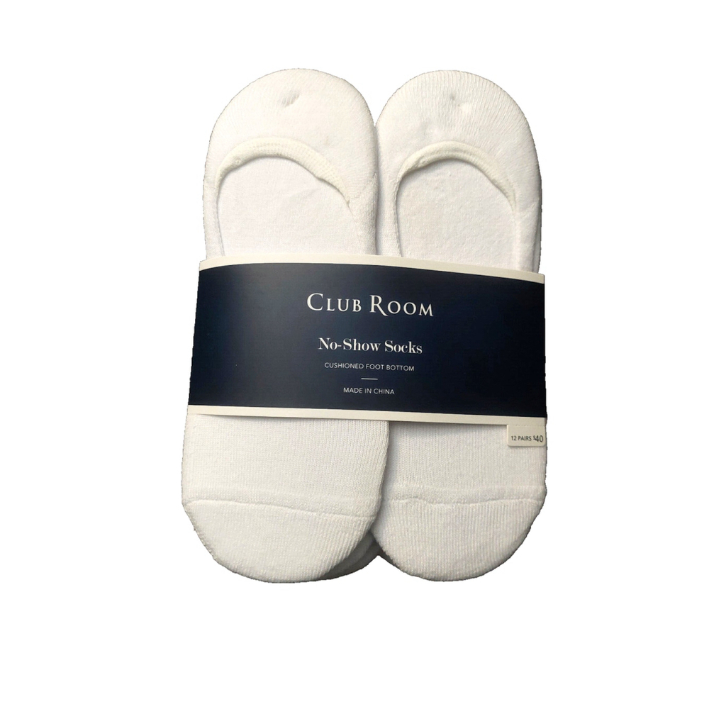 Club Room Mens Bundle of 24 Pairs White Cotton No Show Cushioned Liners Sz 10-13 - Picture 3 of 6